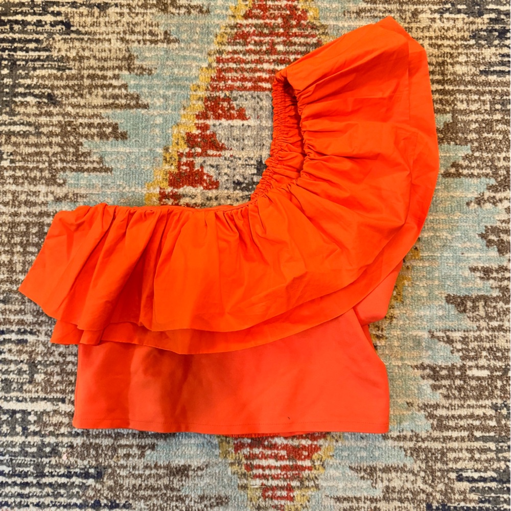 Cute Orange One Shoulder Game Day Top